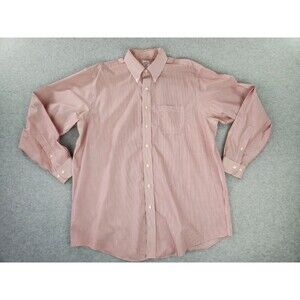 Brooks Brothers 346 Shirt Men's 17.5 Red Striped LS Button Up Dress Cotton Plaid